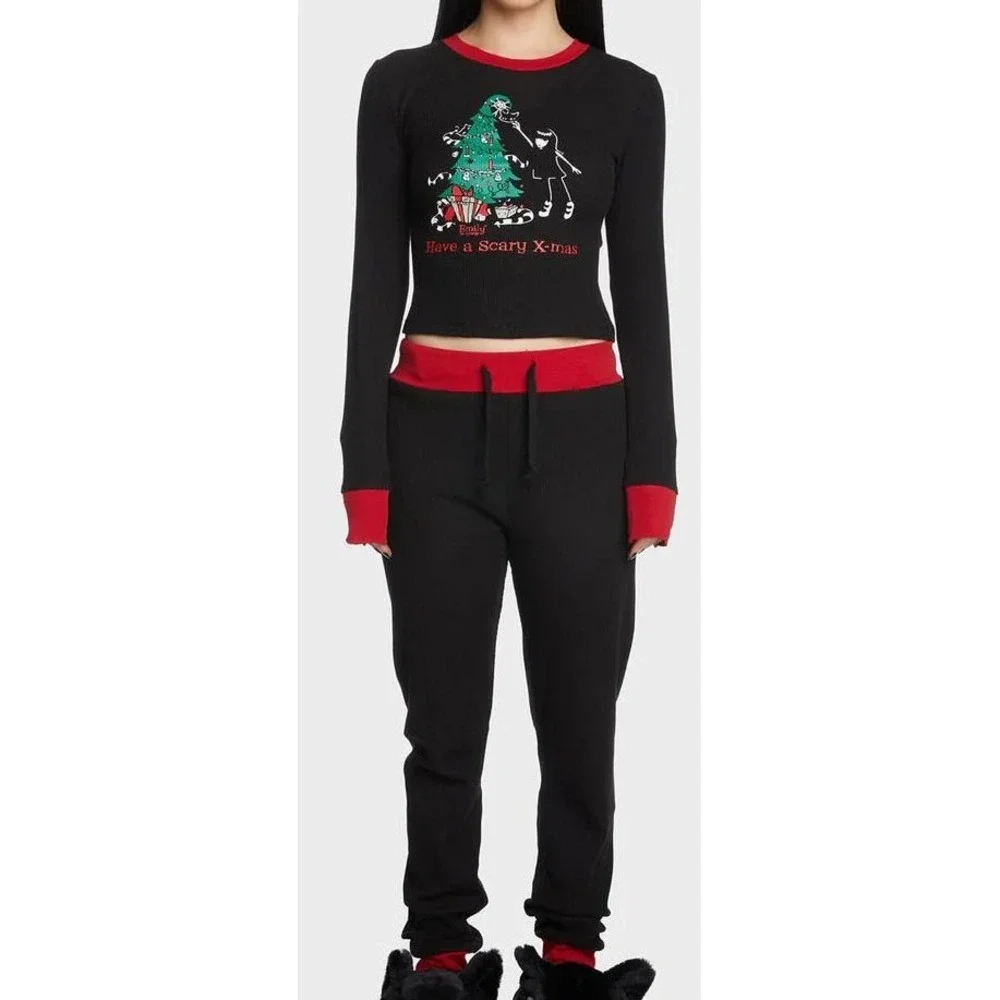 Dolls Kill Emily The Strange Wish for the Worst Christmas Waffle Knit PJ Set - M